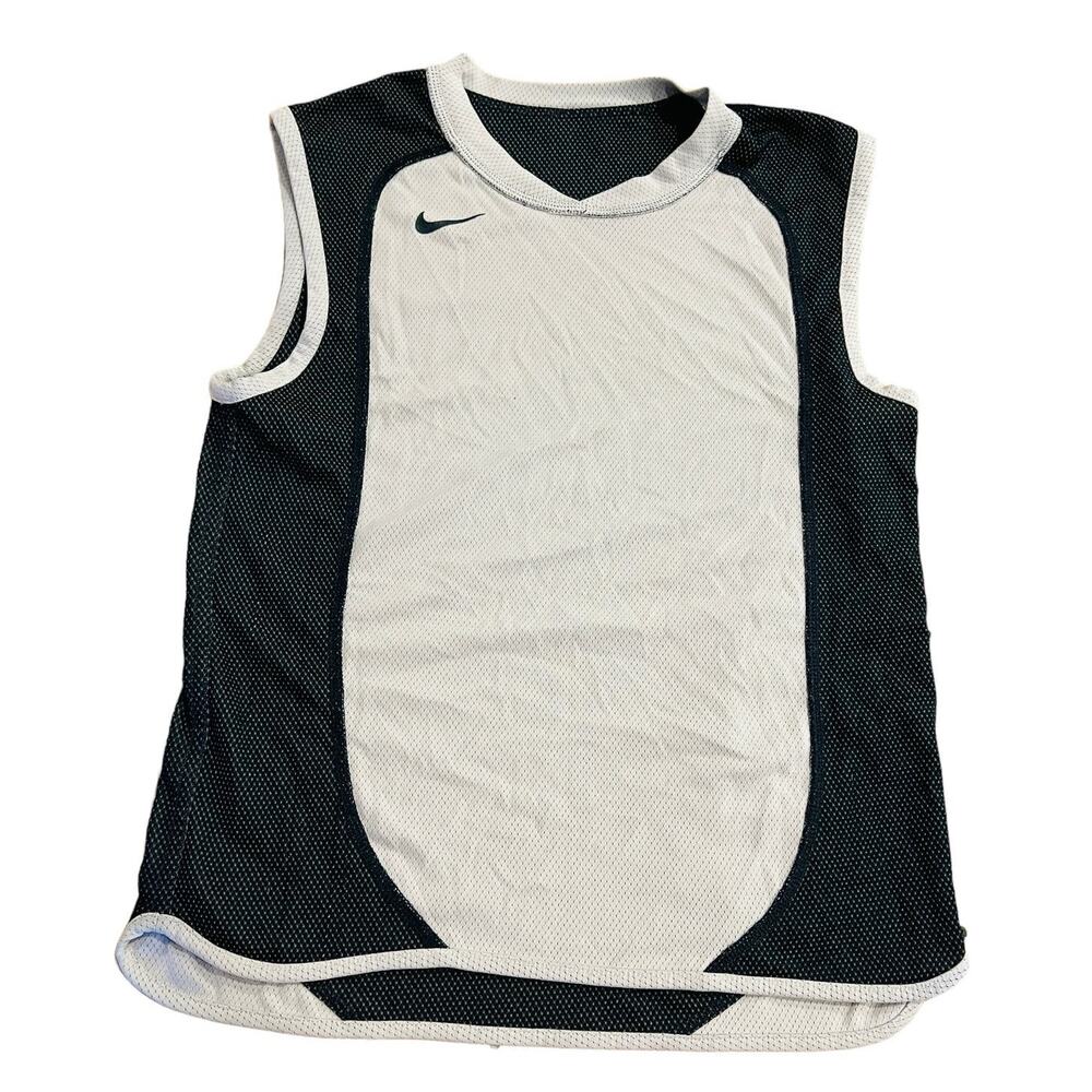 NikeFIT Reversible Basketball Jersey White Black Mesh Athleisure Tank Y2K Mens S